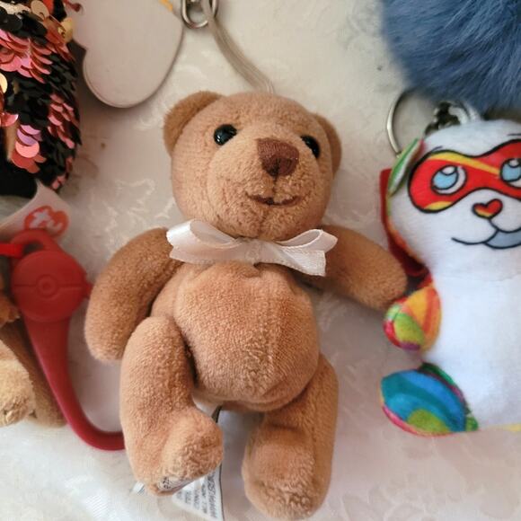 Plushie Keychains Bag Clips Lot Teddy Bear, Pony, Pink, Animals, Pokémon - Picture 6 of 7